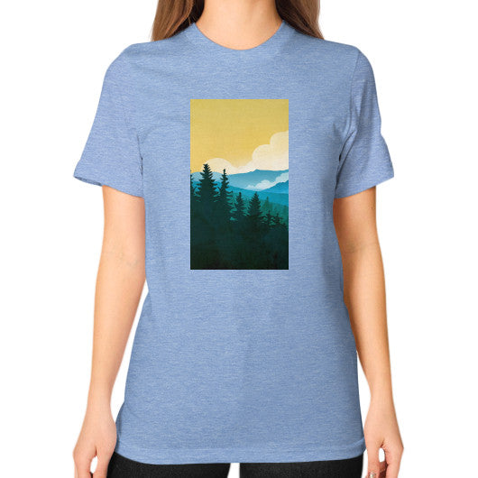 Unisex T-Shirt (on woman) Tri-Blend Blue - printify001